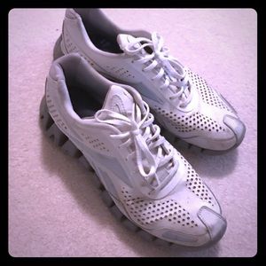 Grey and White Zigtech shoes